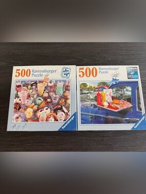 Ravensburger lot of 2 500 piece puzzles Route 66 Drive Thru and Ice Cream
